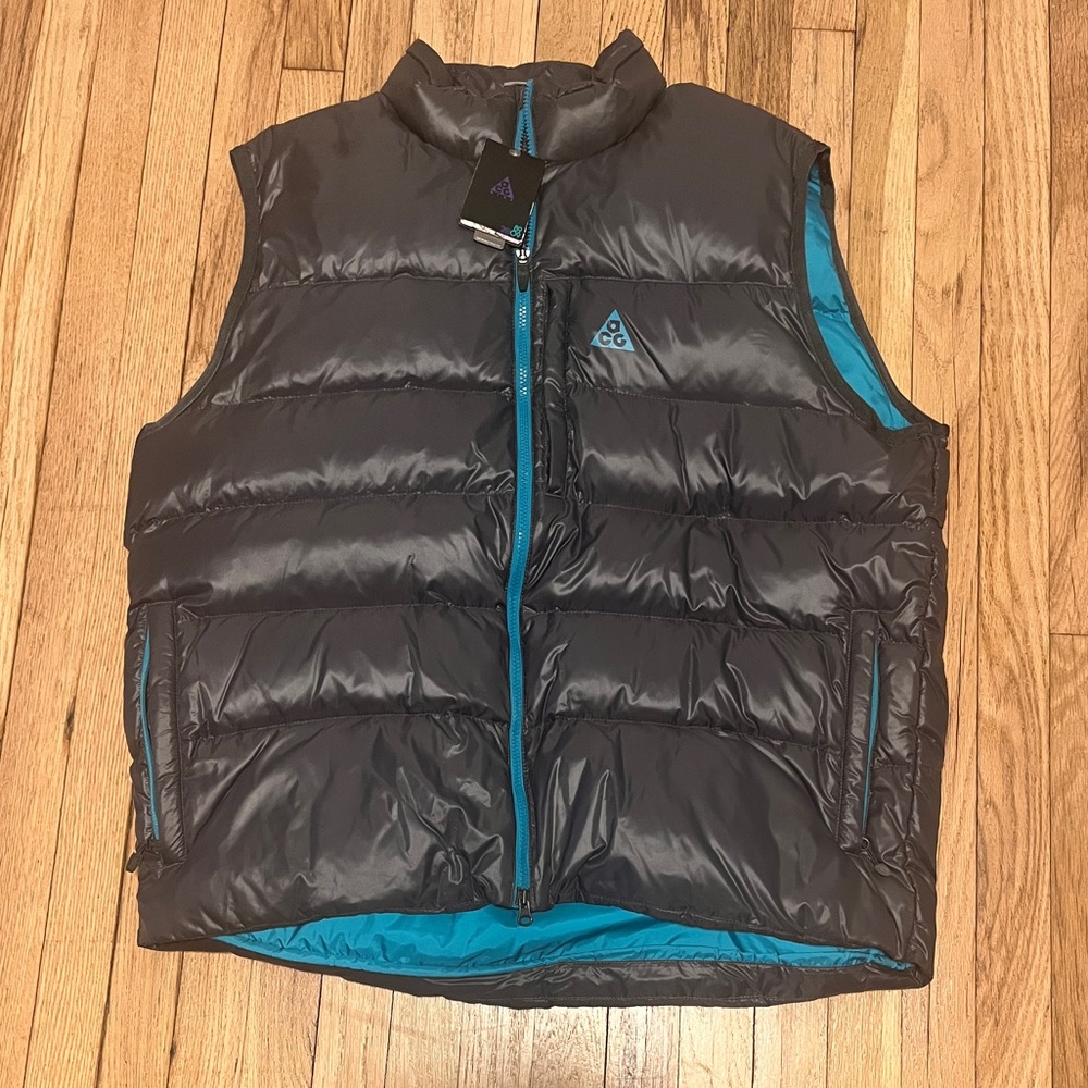 Nike Men’s ACG Goose Down Puffer Vest | Grey/Teal | Size XXL